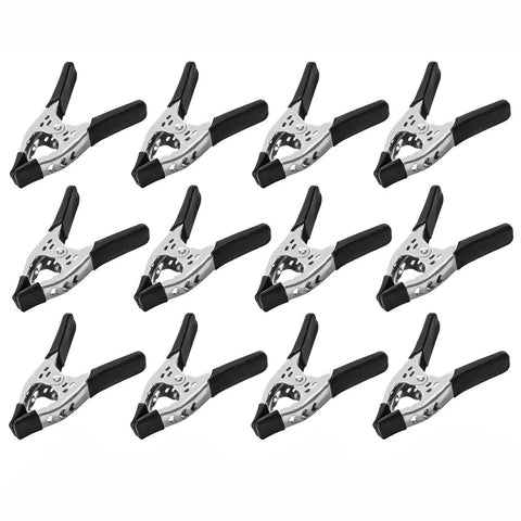 12 Pack 6 Inch Heavy Duty Spring Clamps Large 3 Inch Jaw Opening for Woodworking and Carpentry Projects, metal black clamps