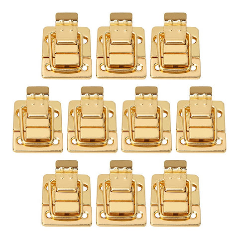 Gold Finish Stainless Steel Toggle Latch Kit 10 Pack For Boxes Jewelry Boxes Suitcases And Lids arranged in two rows