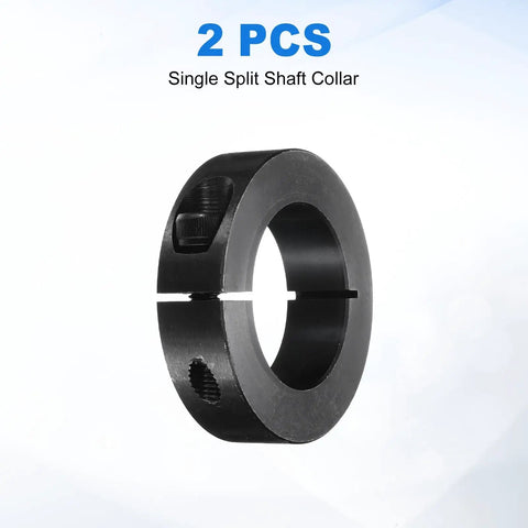 Two Piece Single Split Shaft Collar With 45mm Bore, 73mm Outer Diameter, 19mm Thick, Black Oxide 1045 Steel, Set Screws Included