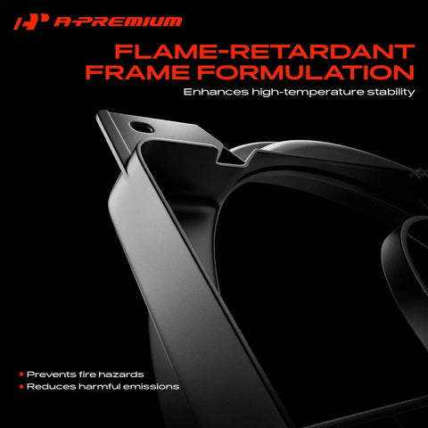 Flame-retardant frame formulation for Direct Fit Engine Radiator Cooling Fan Assembly For Audi A3 And TT Quattro 2006 To 2015.