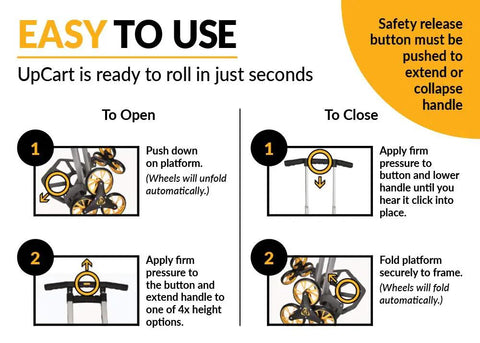 Instructions for using Lightweight Stair Climbing Hand Truck With Quick Fold Design 200 Pound Heavy Duty Moving Cart.