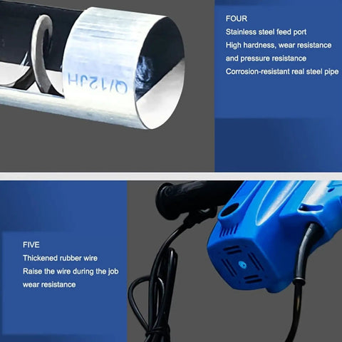 60 Inch Portable Grain And Powder Transfer Auger With 1500W Motor showing stainless steel feed port and blue handle