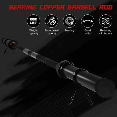 2.2m Straight Power Barbell Bar With 1000 Lbs Weight Capacity For Strength Training Enhanced Textured Grip And Upgraded Bearing