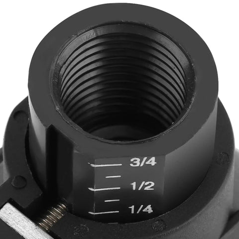 Close-up of Heavy Duty Drill Locator Tool Attachment, showing adjustable depth markings for 1/4, 1/2, 3/4 inch settings.