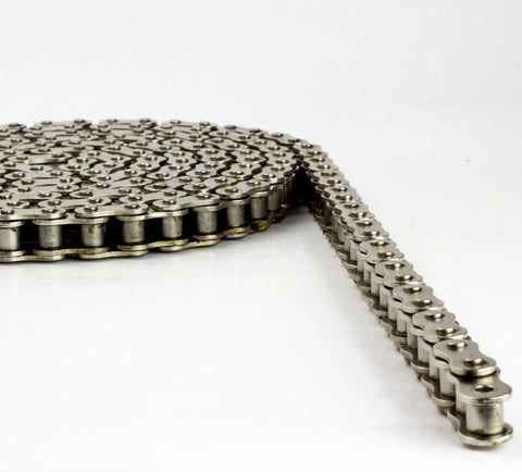 40NP Nickel Plated ANSI Roller Chain, 5 Feet With 1 Connecting Link, Heat Treated, Corrosion Resistant, Half Inch Pitch For Industrial Machinery