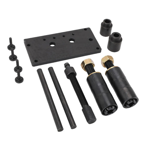 Badass Twin Cam Camshaft Needle Bearing Tool Set Inner Cam Bearing Installer And Puller Kit For 88 93 96 103 110 Motorcycles Featuring Premium Steel Build And Rad Visible Window Design For Easy Bike Fixes, steel parts laid out