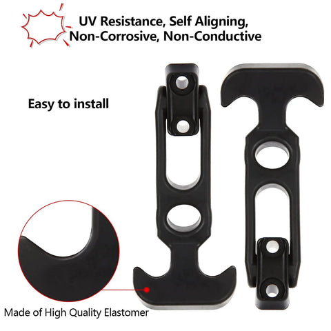 Front view: Acrux7 6-pack rubber T-handle draw latches, 4.3 in, black elastomer.