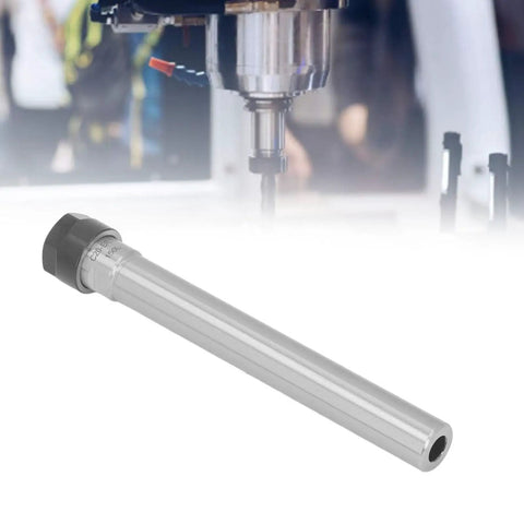 Heavy Duty ER16A Collet Chuck Holder With Straight Shank Designed For CNC Milling And Lathe Work Featuring Durable Manganese Steel Construction Plus Included Wrench For Easy Novice Use, shown with smooth finish and hexagonal end.