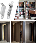 Multiple images showing Heavy Duty Self Closing Door Pivot Hinges For Wood Doors With Hidden Pivot System, installed on various doors.