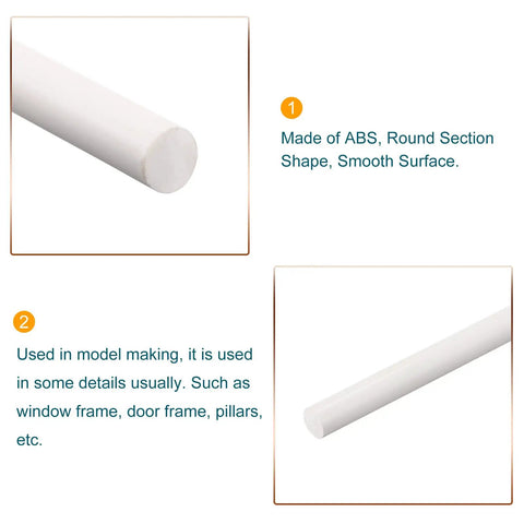 Awesome White ABS Plastic Round Rod 5.2mm X 250mm Solid Craft Bar for DIY Model Making Architectural Mockups and Sand Table Projects