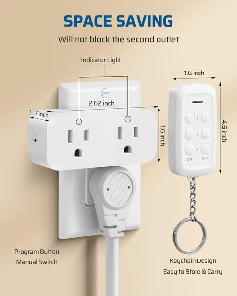 Wireless Remote Control Outlet With Dual Independent Sockets That Work Separately No Interference No Wiring Needed