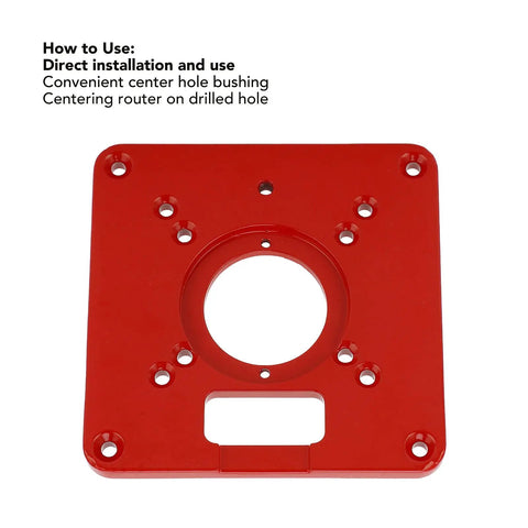 Heavy Duty Aluminum Router Table Insert Plate For Woodworking, Built Tough Universal Design, Easy Bit Access, Aluminum Alloy Base Plate In Red