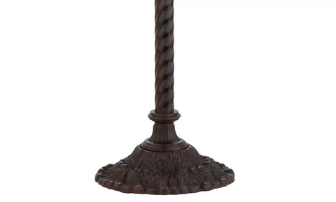 Base of 70 Inch Bronze Tiffany Style Stained Glass Torchiere Floor Lamp With Handcrafted Iron Stand, Classic Vibe Living Room Light.