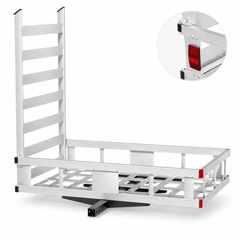 Folding Aluminum Hitch Cargo Carrier For SUV And Truck Use, Beefy 1300 Lbs Capacity Hauler with welded rust-resistant frame