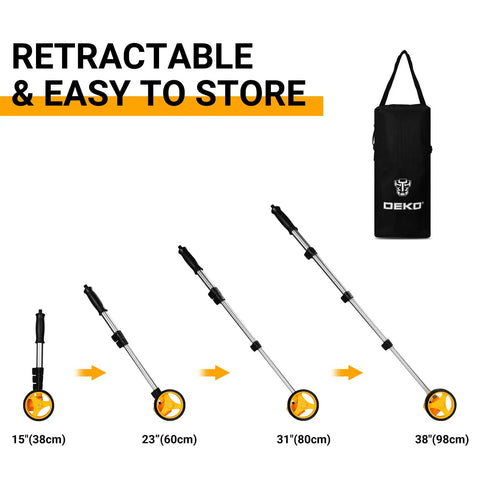 Dead On Precision 4 Inch Measuring Wheel With Rugged Carry Bag No Fuss Manual Distance Tracker For Construction And Landscaping Projects Up To 9999 Feet Range Heavy Duty Gear Counter retractable measuring wheel sizes from 15" to 38".