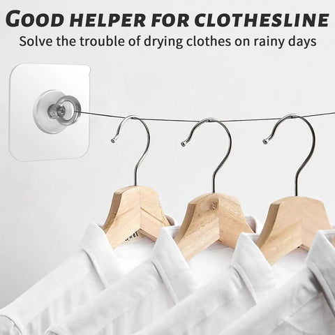 Heavy Duty Ceiling Hooks Waterproof Stainless Steel No Nail Needed Adhesive Hooks 4 Pack in use with hanging shirts.