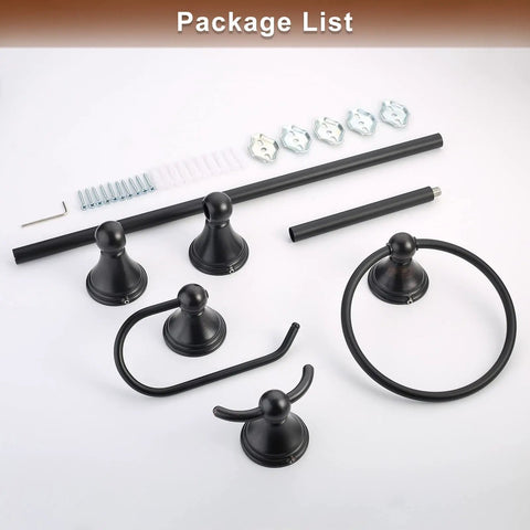 Oil Rubbed Bronze Bathroom Hardware Set With Four Must Have Essentials Toilet Paper Holder Towel Ring Towel Hook and Bar