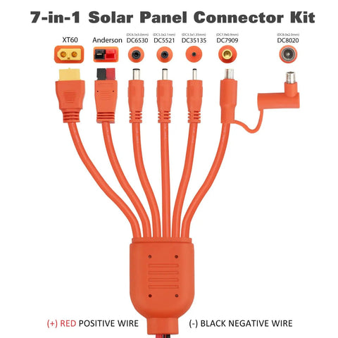 7in1 Solar Panel Connector Kit MC4 To DC 6.5x3.0mm 5.5x2.1mm 3.5x1.35mm DC8.0x2.0mm Anderson And XT60 Adapters displayed