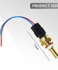 Sandfren coolant temperature sensor with connector harness; brass sensor body, red and blue wires, 2.7-inch length.