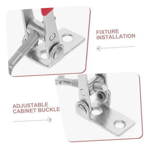 Heavy Duty Toggle Latches Set of 4 With Adjustable Metal Joints for Doors, Cabinets and Boxes, Strong Pull Capacity, Buckle Joint Design for Quick Install and Secure Latching, galvanized iron cabinet latch close-up