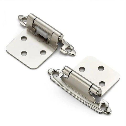 Metallic self closing spring hinge set for overlay cabinet doors with screws black flush mount hinges 2 pack