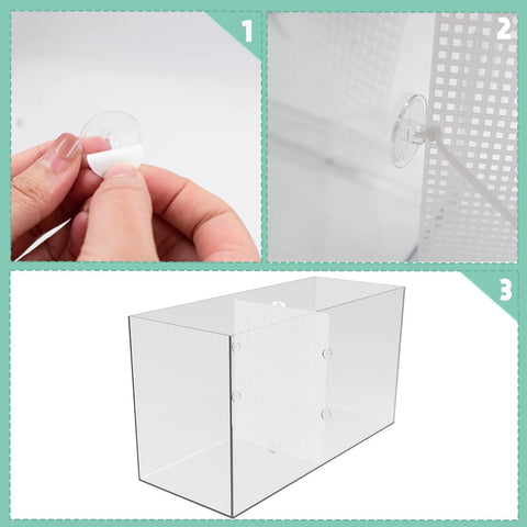 Large Fish Tank Divider Set With Adhesive Mounts And Tie Wraps, Cuttable Adjustable Aquarium Separator Panel installation steps.