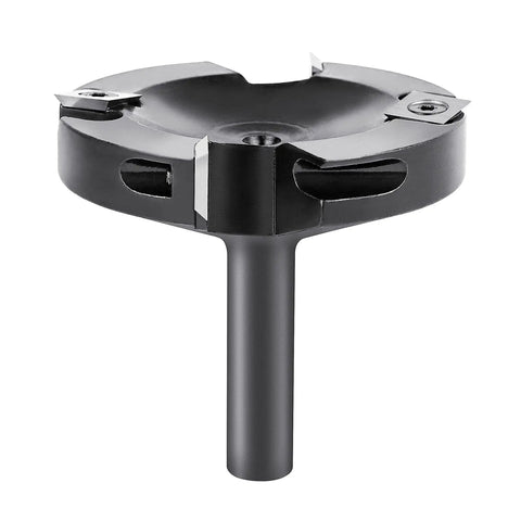 CNC Spoilboard Surfacing Router Bit Half Inch Shank 3 Inch Cutting Diameter With 2x2 Carbide Inserts side view