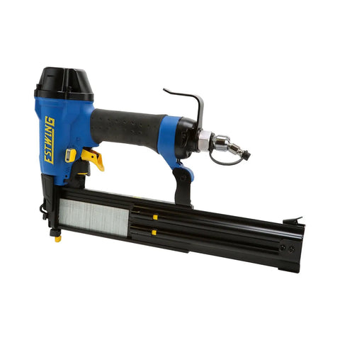 Pro Grade Pneumatic Brad Nailer Built Tough For Zero Stress Finish Work And Trim Install With An Adjustable Metal Belt Hook.