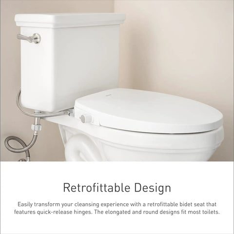 Elongated Electric Bidet Toilet Seat No Fuss With Dual Nozzles For Front And Rear Cleaning Adjustable Water Temperature