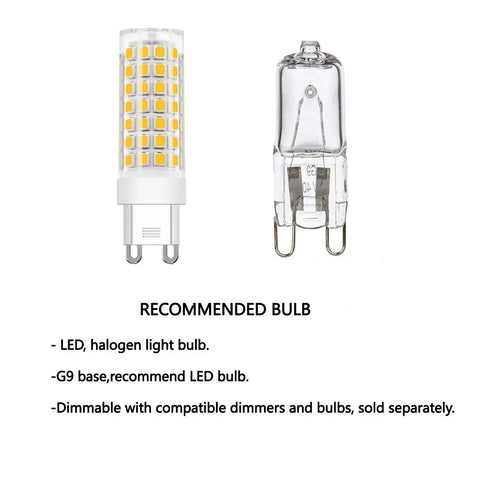 Recommended LED and halogen bulbs for 3 Light Vanity Light With Crystal Drops In Polished Chrome Finish Modern Silver Bathroom Wall Sconce