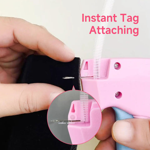 No Sew Stitch Gun for Clothes with 2000 Fasteners and 6 Needles to Fix Broken Hems and Straps on the Fly and Save Your Threads All Day Long without any Messy Needle Work Gonna Drive You Crazy using an instant tag attachment.