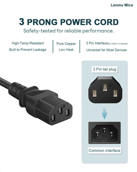 3 Prong 18AWG Power Cord Replacement For ION Speakers And Guitar Amps 6 Foot Cable product detail with plug interface