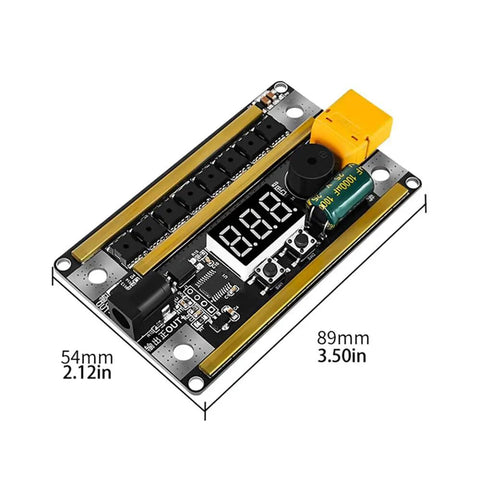 Digital Power Spot Welder Control Board Kit with dialed in 99 gears, 8V 24V range, showing dimensions 54mm x 89mm