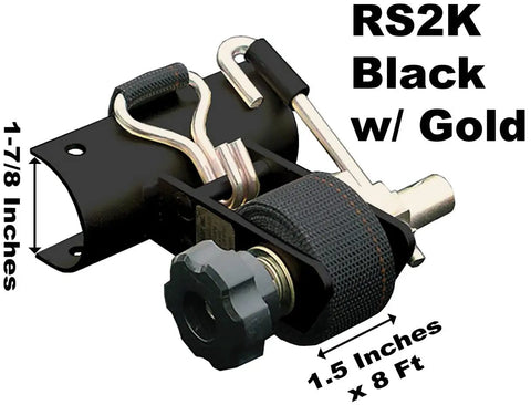 2 Pack Ladder Rack Tie Downs With Round Mounting Brackets RS2K Black 1 7 8 Inch Diameter with 8 Feet Black Straps