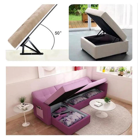 Bench Seat Hinges And Lift Spring Set For Bed Boxes And Chests, Pull Down Storage Lids, Galvanized Steel, 80 Degree Open