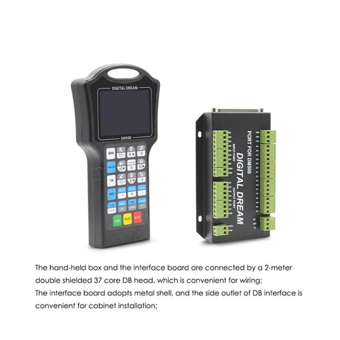 Offline CNC Motion Controller For 3 And 4 Axis With USB Interface, Independent Control Panel shown with handheld unit and interface board