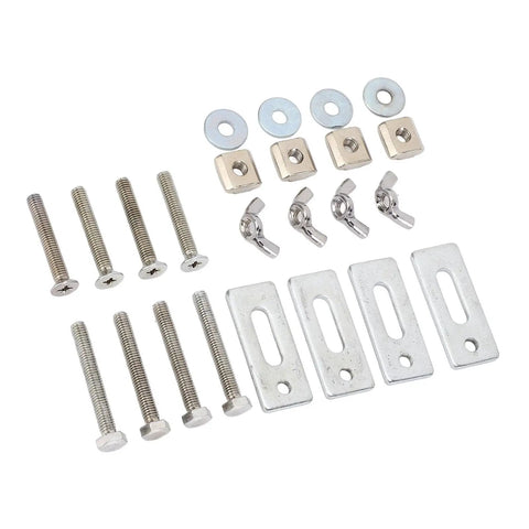 Grab These Epic Mini T Track Hold Down Clamps, A Sweet 4 Pack Packed With Durable Zinc Alloy For Your 3018 CNC Router Setup That Keeps Workholding Rock Solid And Easy As Pie During Any Crazy Engraving or Routing Project You Got Going: assorted screws, washers, and metal plates for clamping.
