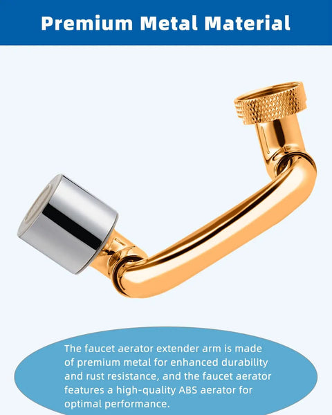 Super Slick Chrome Faucet Extender Brings You A Bold 1080 Degree Swivel Rotation Plus Dual Spray Settings For Complete Sink Access Without Any Hassle Universal Fit made of premium metal with an ABS aerator.