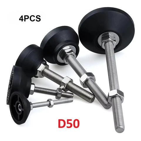 Adjustable Lathe Leg Set With 50mm Dia Threaded Beefy Leveling Feet Swivel Base Articulating Legs M8 M10 M12 For Machinery