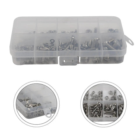 320 Piece 304 Stainless Steel Hex Nut And Bolt Kit With Washers Assortment Set For Home Auto And Marine Projects Rust Resistant Hardware In 5 Sizes From 2mm To 5mm, organized case
