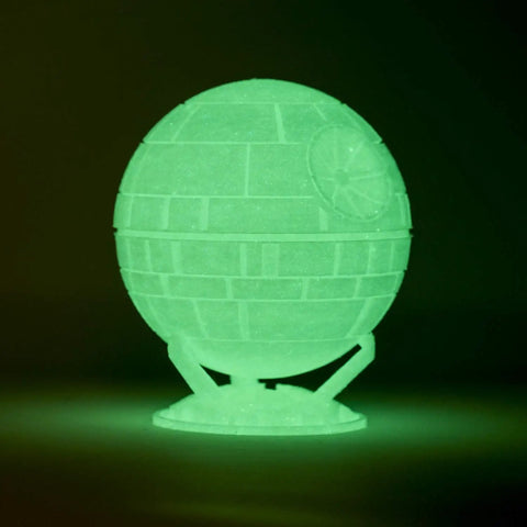 Glow In The Dark Green Hips Filament For 3D Printers 1Kg Spool 285Mm glowing sphere model showcasing sharp details.