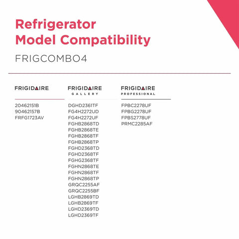 Image of refrigerator model compatibility chart for PureSource Ultra Water Filter And PureAir Ultra II Air Filter Combo Kit.