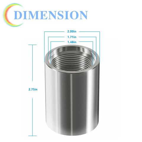Five Pack 1-1/4 Inch Female Well Point Drive Couplings dimensions and NPT thread view for easy install and secure fit