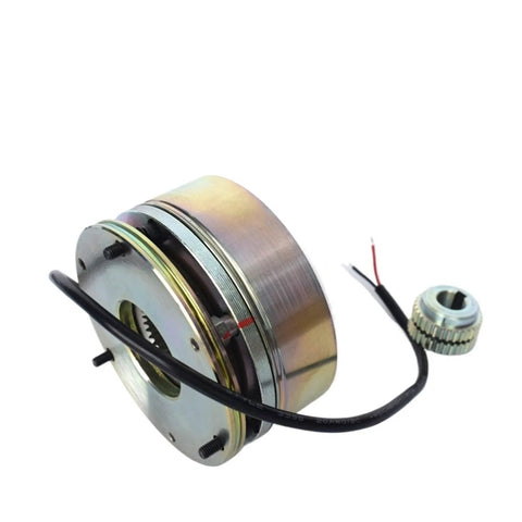 Side view of DC24V 25W electromagnetic brake for forklift pallet truck with wiring harness.