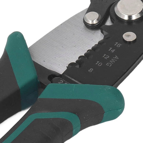 All In One Wire Stripper And Crimping Pliers 8 Inch High Carbon Steel Tool For Electricians And Home Wiring Strips Cuts And Crimps Pro Grade Durable Cable Repair close-up of wire stripping jaws