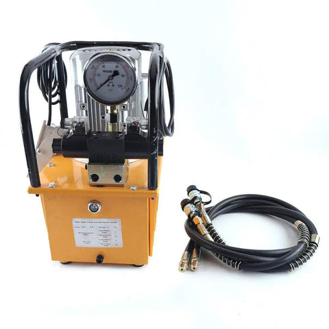 Heavy Duty 750W Electric Hydraulic Pump 110V Double Acting Solenoid Valve 10000 Psi With 7L Oil Reservoir equipment with pressure gauge