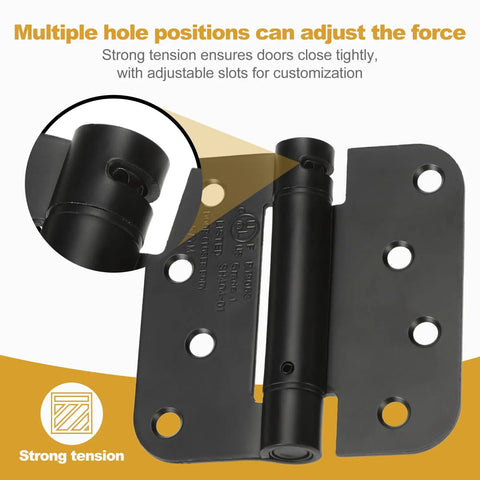Close-up of Heavy Duty Two Pack Self Closing Door Hinges 3.5 Inch adjustable slots showing custom tension adjustment.