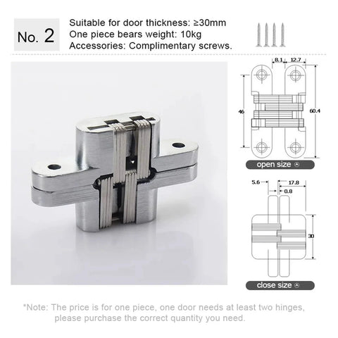 180 Degree Concealed Hinge For Folding Doors And Screens Beefy Heavy Duty Hidden Door Hardware With Zinc Alloy Body And Stainless Steel Bearings Number 2 Hinge Ideal For Glass Doors And Invisible Panels