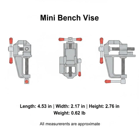 Rock Solid Portable Aluminum Bench Vise for Small Parts Desktop Clamp for Drilling and Filing Hands Free Stability to Lock Tiny Pieces in Place Handy Compact Vise Clamp for Precise Work, 4.53x2.17x2.76 in