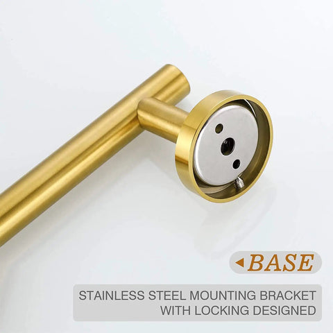 Brushed Gold Bathroom Hardware Set 5-Piece Must Have With 18 Inch Towel Bar And 12 Inch Hand Towel Bar, stainless steel bracket